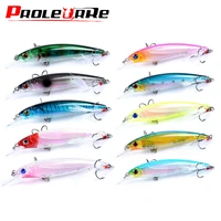 10pcs mixed colors fishing lure set minnow hard wobbler kit aritificial plastic baits with 6 feather treble hooks pesca tackle