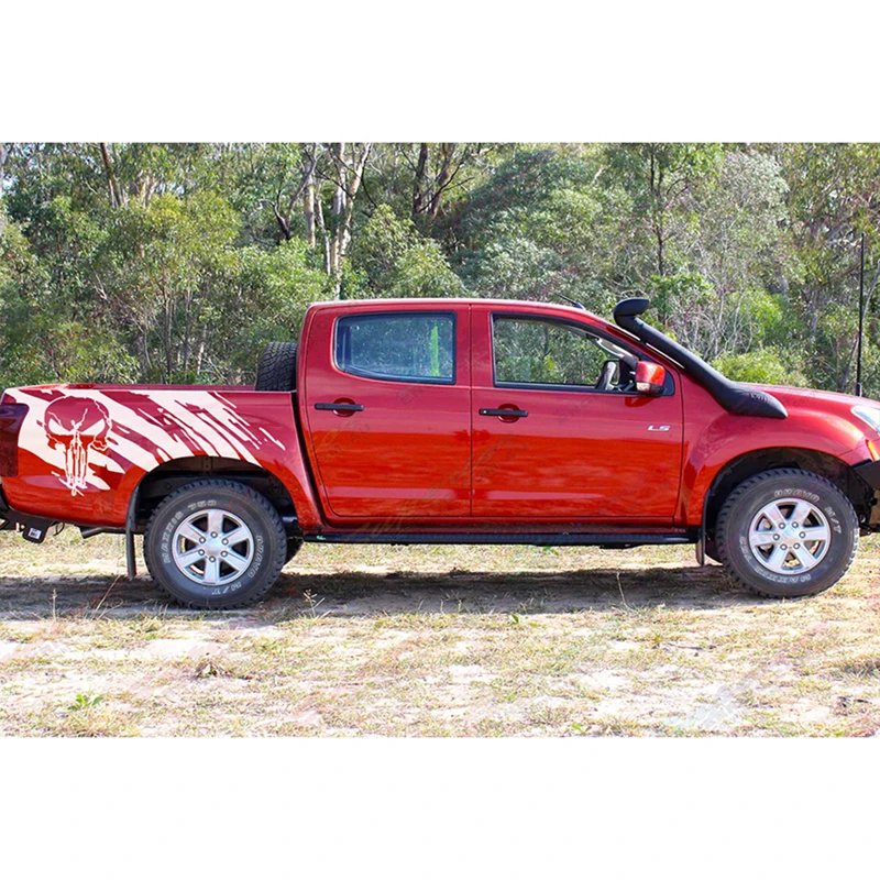 Car exterior 2 Pcs skull side stripe graphic Vinyl sticker for isuzu dmax 2012-2019 | Автомобили и мотоциклы