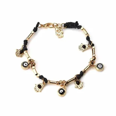 

Lucky Eye Hamsa Hand Bangle Bracelet Titanium Steel Blue Evil Eye Bangle Adjustable Luxury Jewelry For Women Girl