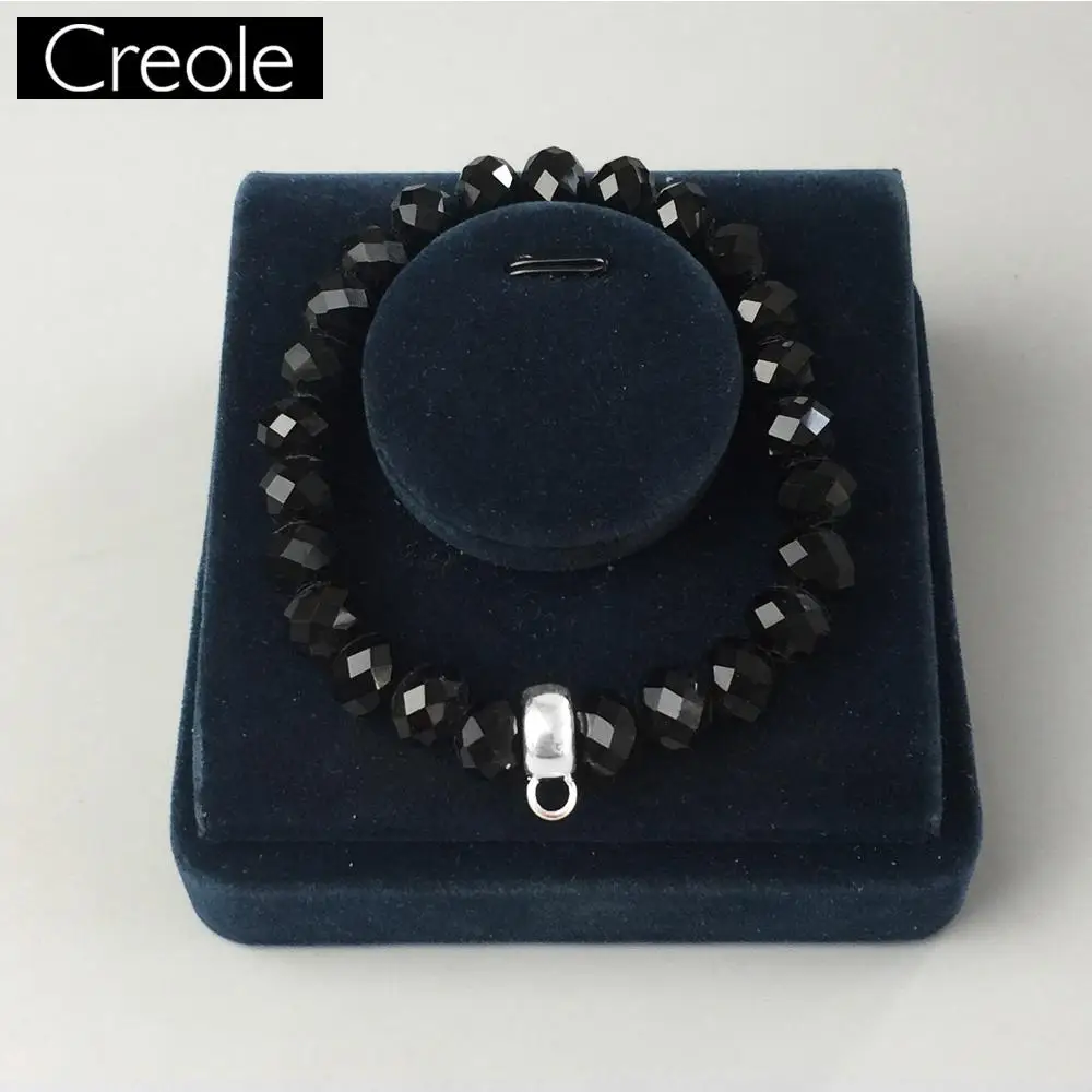 

Чарм-браслет черного цвета, с вырезами, с украшением в виде кристаллов Шарм 925 стерлингового серебра Перевозчик для женщин, модный подарок ...