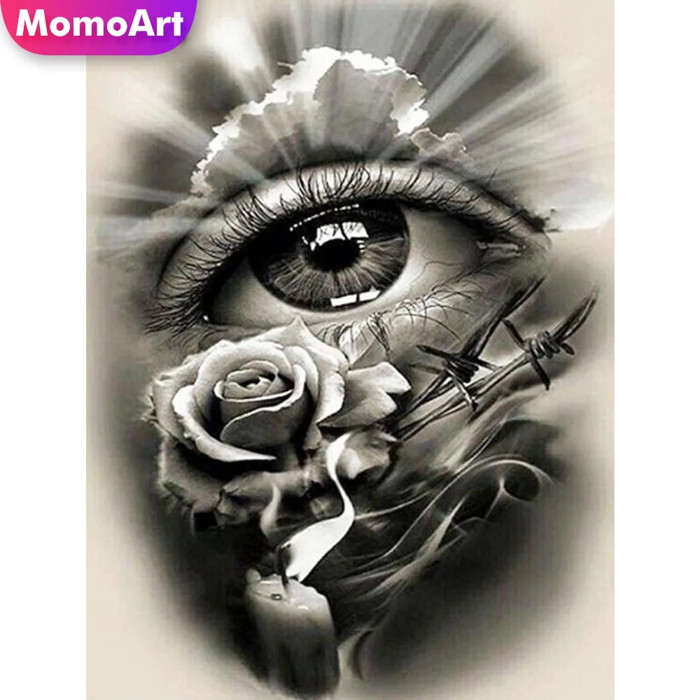 MomoArt полностью алмазная живопись фотообои часы вышивка цветок мозаика черный