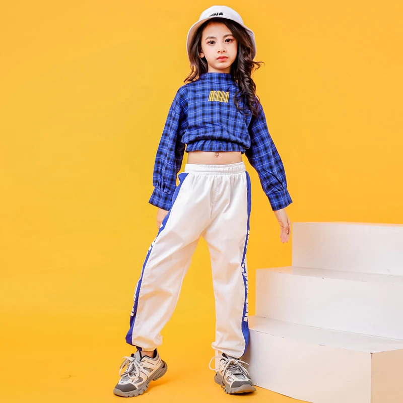 Одежда для девочек джазовых танцев Детская одежда хип хоп Белые штаны Черлидинга