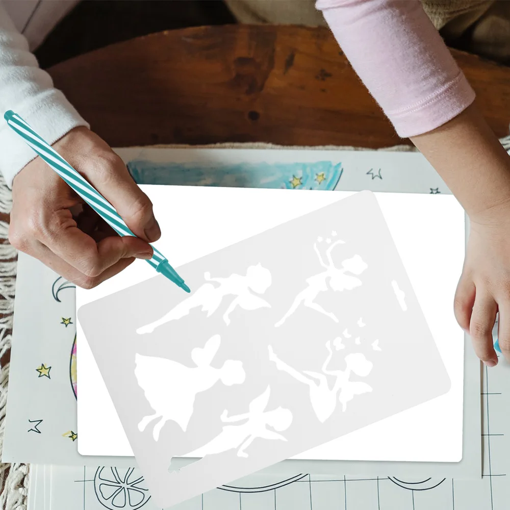 

1 Set 12Pcs Hollow Children Colored Drawing Stencils Painting Stencils (White)
