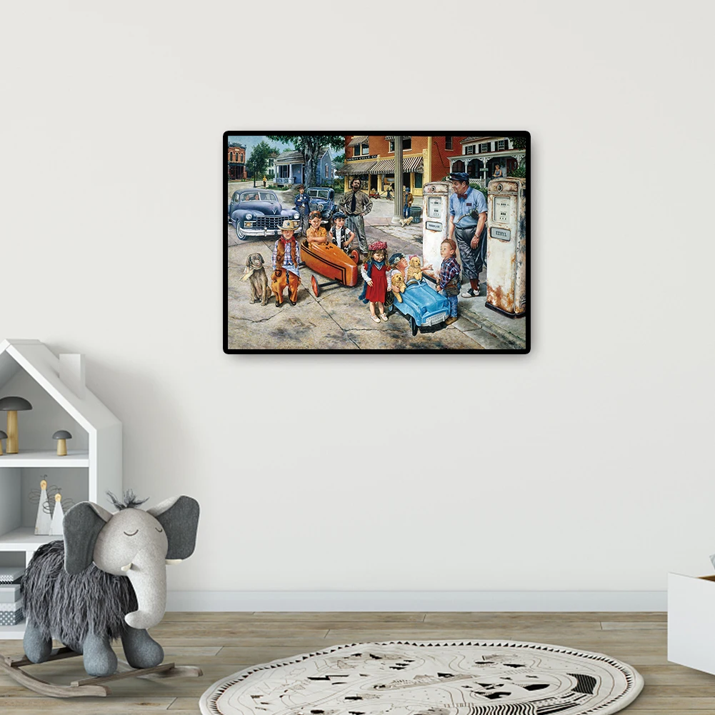 

1000 Piece Puzzle Children And Car Pattern Adult Puzzle Large Handmade Gift Puzzle Decompression Puzzle Toy 69*51cm