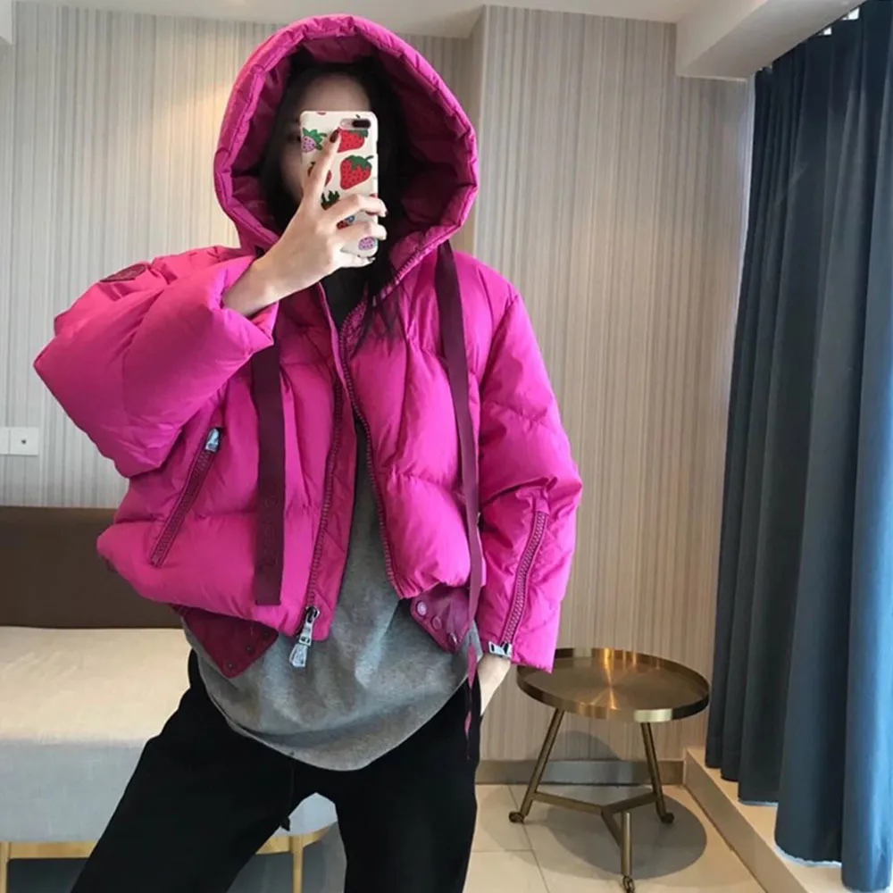 Winter Down Jacket Female 2021 New Thicken Fashion Hooded Short Parka Coat Women Snow Casual Warmth Zipper Chic Down Outerwear
