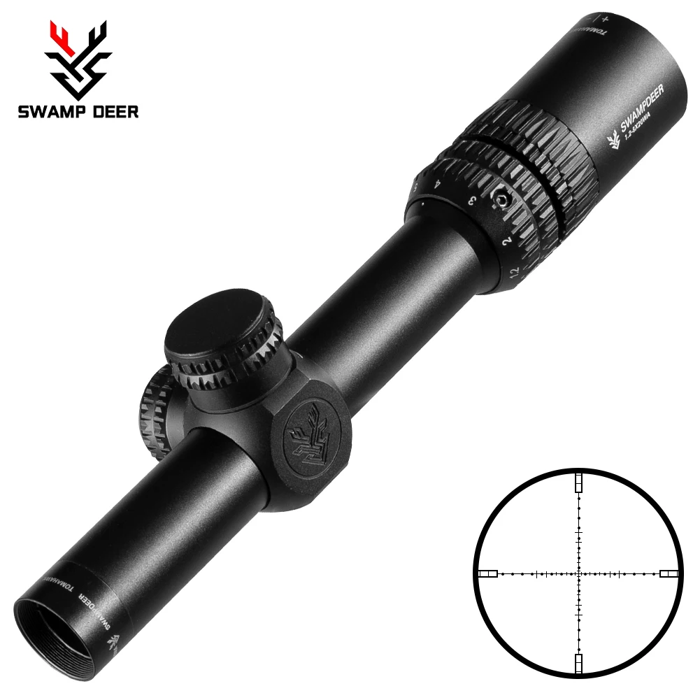 SWAMP DEER 1.2-6X20 Scope Tactical Optic Cross Sight Riflescope Hunting Rifle Sniper Airsoft Air Guns | Спорт и развлечения