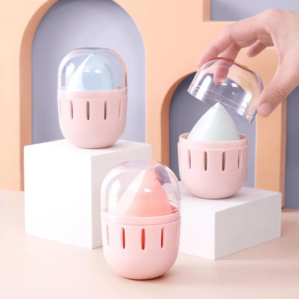 

ABS Powder Puff Drying Holder Makeup Sponge Drying Holder Sponge Holder Transparent with Lid Beauty Sponges Case for Home