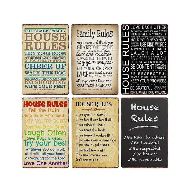 

House Rules Russian Metal Signs Vintage Plaque Wall Poster Retro Bar Decoration Pub Decorative Home Decor 20x30cm