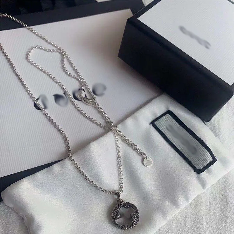 

Ag925 Sterling Silver Engraving G Necklace Luxury Men And Women Couple Hip Hop Retro Pendant Trend Of The Party Jewelry Gift