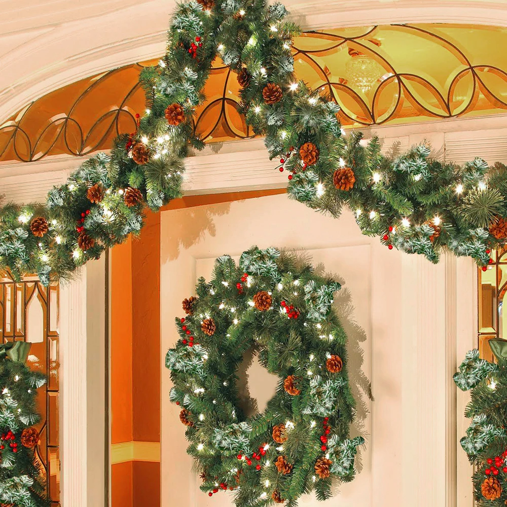 

Рождественское украшение из ротанга с USB-пультом дистанционного управления, 2,7 м, Искусственная елка из ротанга, баннер, подвесное украшение