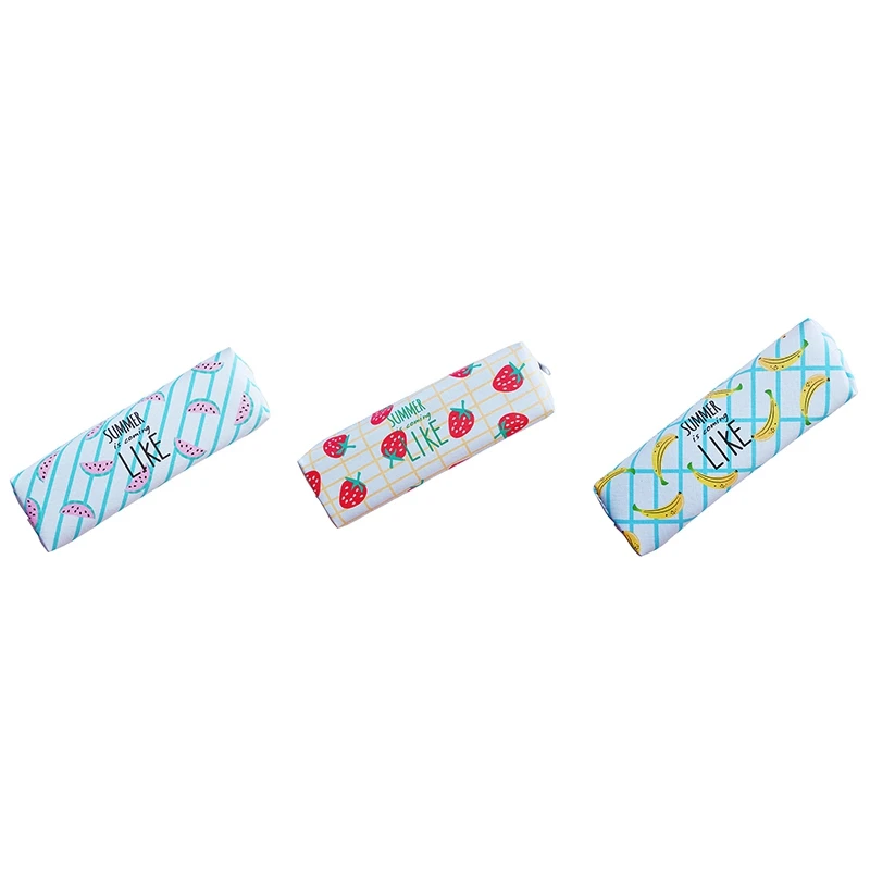 Холщовый чехол для карандашей и ручек Большой Вместительный с милыми фруктами