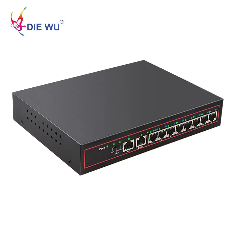 DIEWU 10 портов POE коммутатор питания по Ethernet сетевой 8 PoE выключатель инъектор для