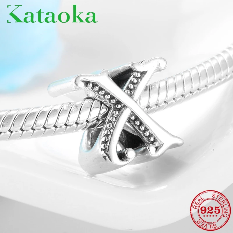 Бусины-шармы с буквами алфавита X из серебра 925 пробы подходят для оригинальных