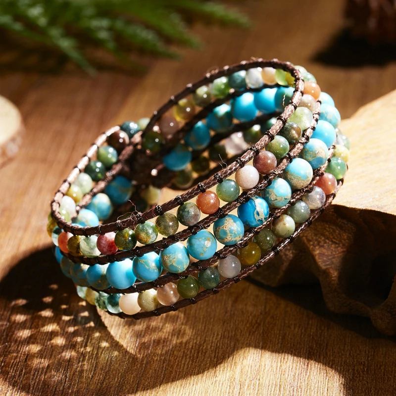 Винтажные плетеные Многослойные браслеты ручной работы модные из натурального
