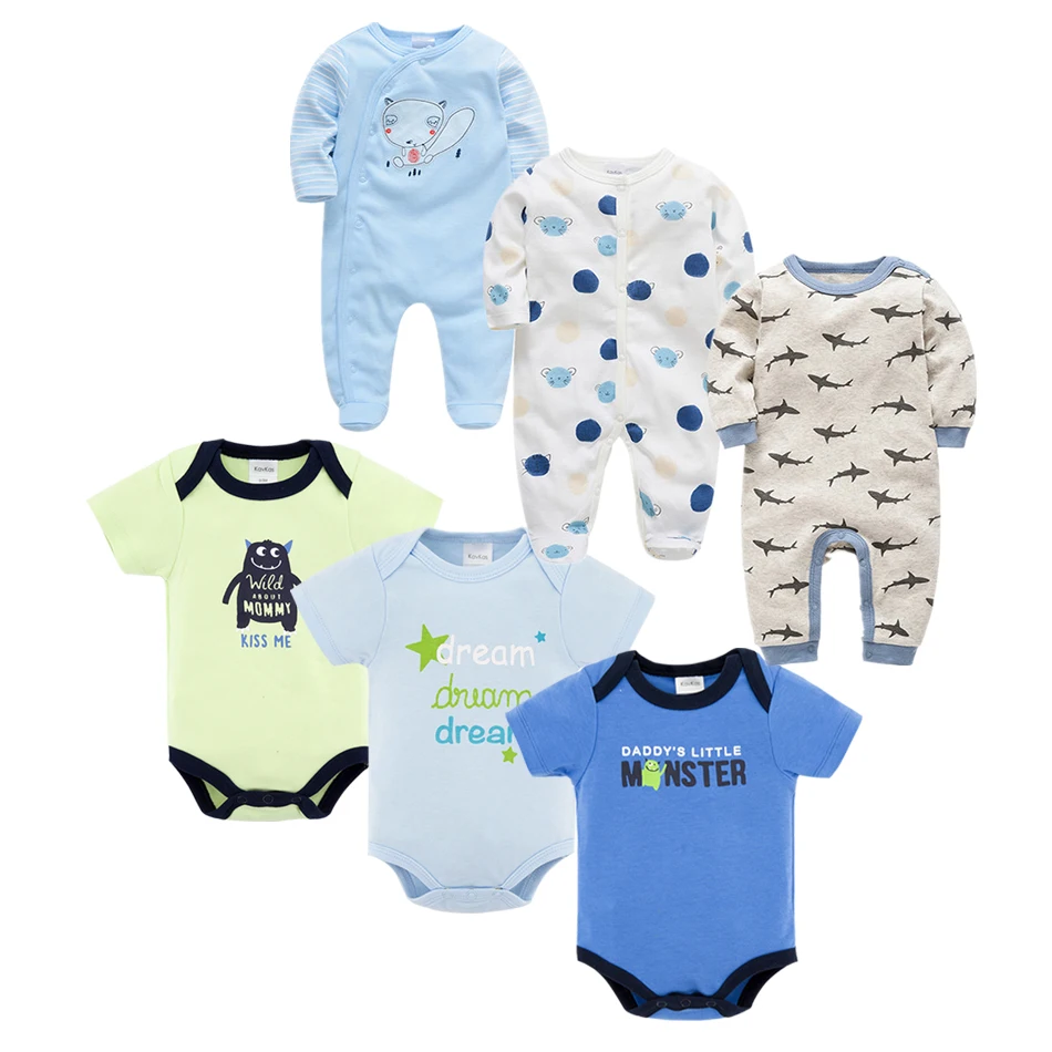 Uniesx Newborn Baby Rompers Sets Clothing 6Pcs/Lot Infant Jumpsuits 100%Cotton Children Roupa De Bebe Girls&ampBoy Clothes Set | Детская