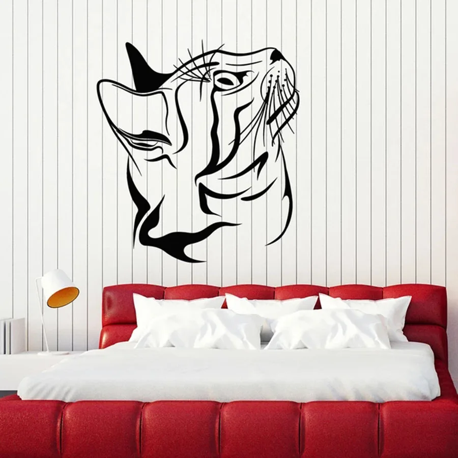 Наклейка на стену с изображением головы кошки дома зоомагазина ветеринарии