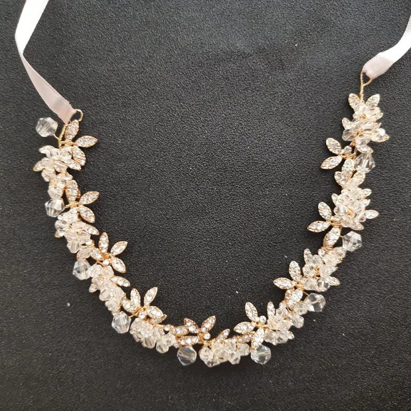 Лента ручной работы из прозрачного сплава SLBRIDAL свадебная повязка на голову с