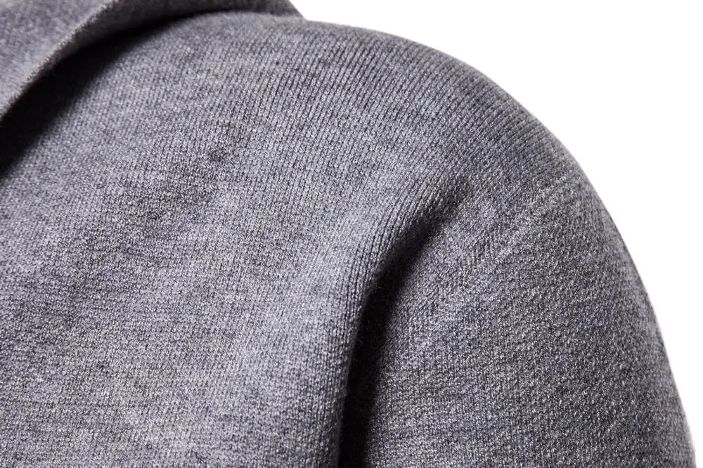 Свитер мужской с капюшоном однотонный пуловер Повседневная теплая одежда