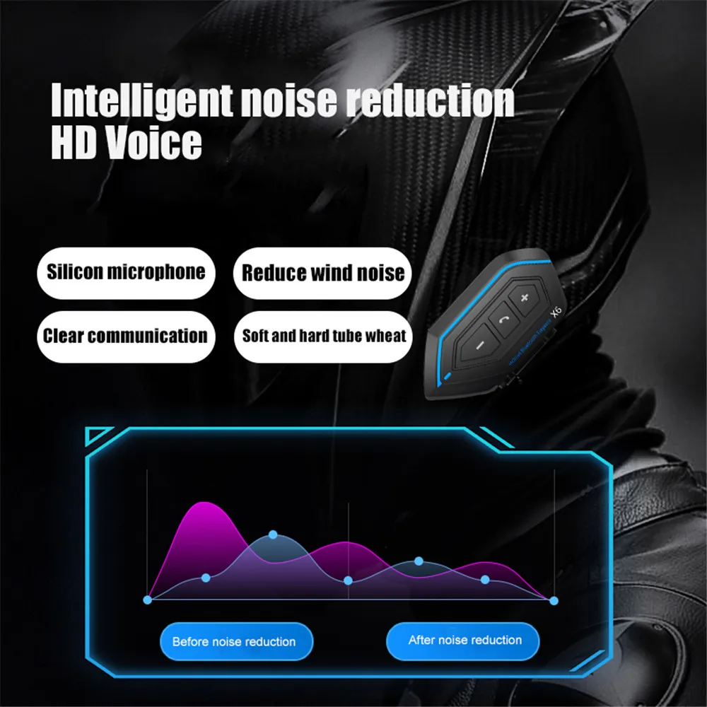 Bluetooth-гарнитура X6 для шлема мотоциклетная с поддержкой Bluetooth | Электроника