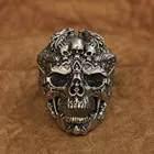 LINSION Мельхиор дракон кольцо с черепами мужские байкерские Рок Панк ювелирные изделия CP132 США Размер 7  15