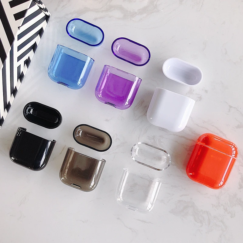 Для Apple AirPods чехол ПК прозрачный Bluetooth беспроводной чистый цвет коробка наушники