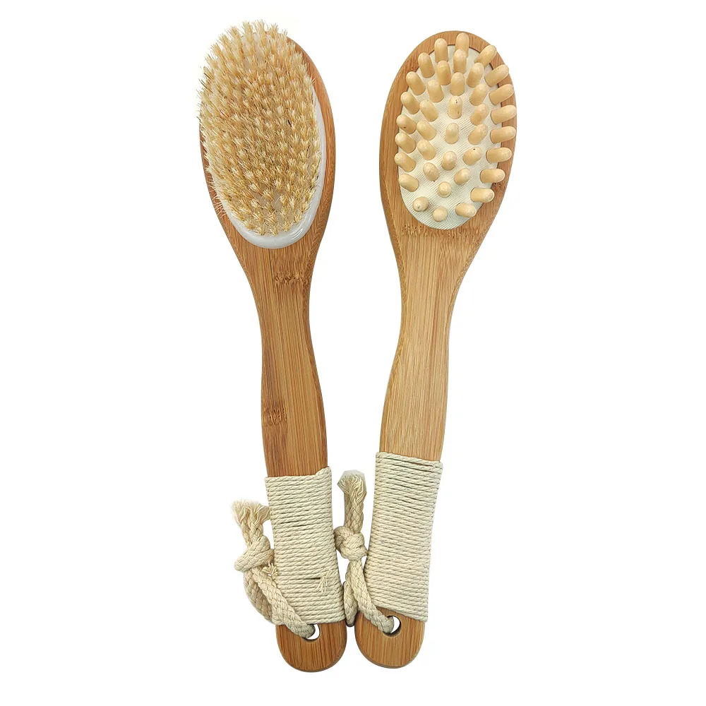 

Wooden Massage Bath Brush Natural Bristle Exfoliation Fat Removal Shower Bbrush Long Wooden Handle Dry Brushing D30
