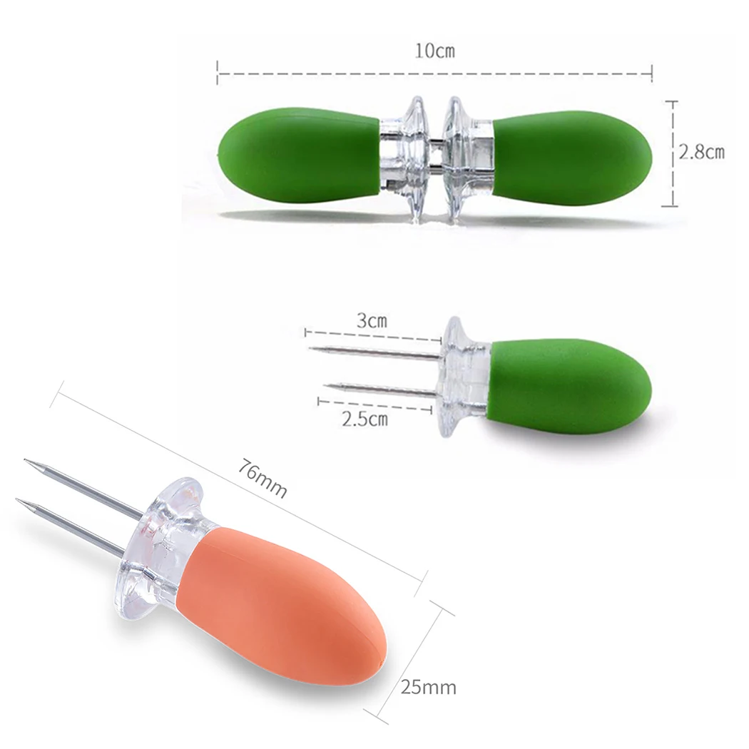 

8PCS Corn Holder Interlocking Universal Corn Fork Holder Barbecue Skewer Fork Corn Skewer Stainless Steel Corn Holders