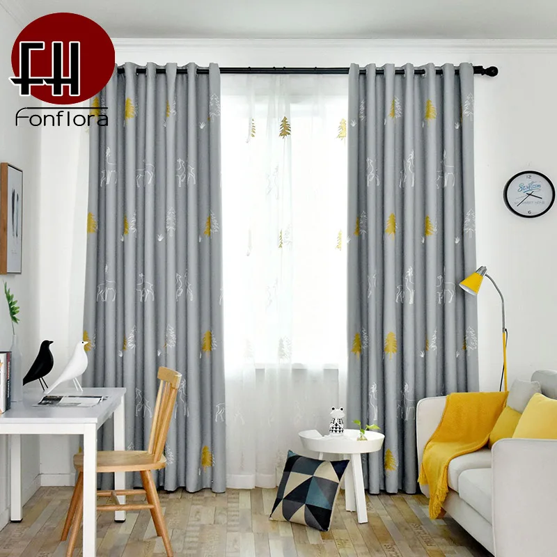 Затемняющие шторы с вышивкой для гостиной спальни детской комнаты гладкая