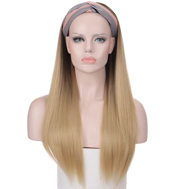 

TALANGSilk scarf headgear long straight hair Overall top color highlighting cosplay party daily synthetic wig