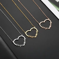 heart customized name necklace stainless steel nameplate pendant personalized custom necklaces jewelry gift for women girls