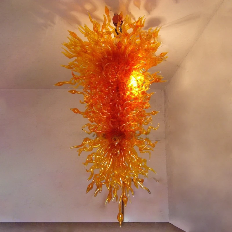

Luxury Orange Blown Glass Chandeliers Large Indoor Home Hall Loft Decoration Venetian Glass Hanging light Fixture