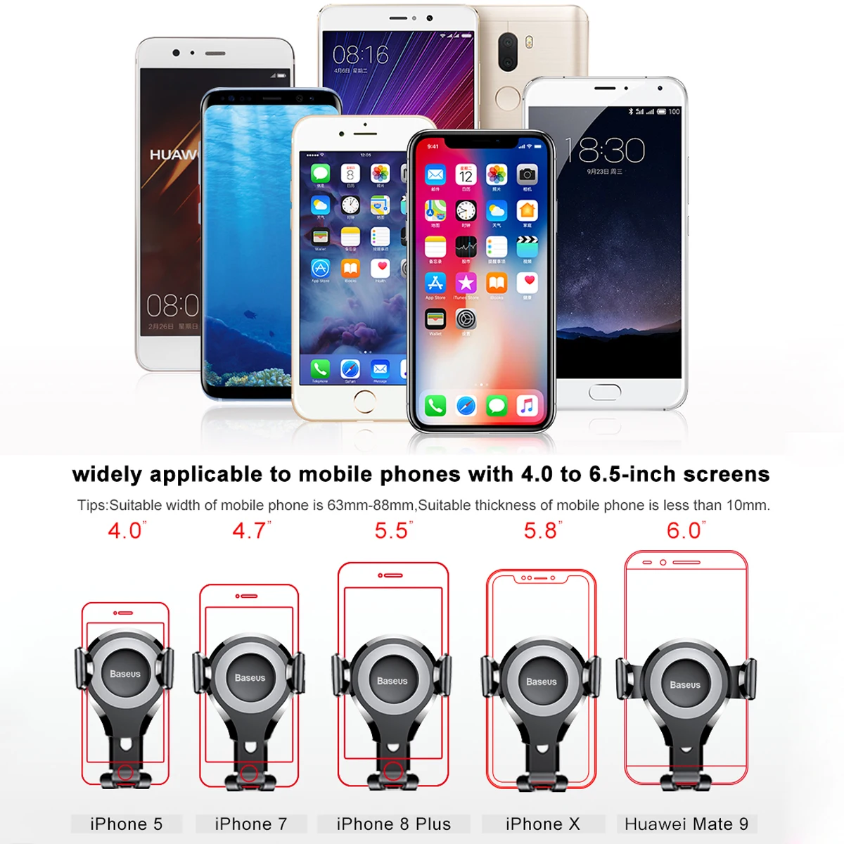 baseus gravity car phone holder for iphone 11 12 pro x 8 universal phone holder car mount for samsung android car phone stand free global shipping
