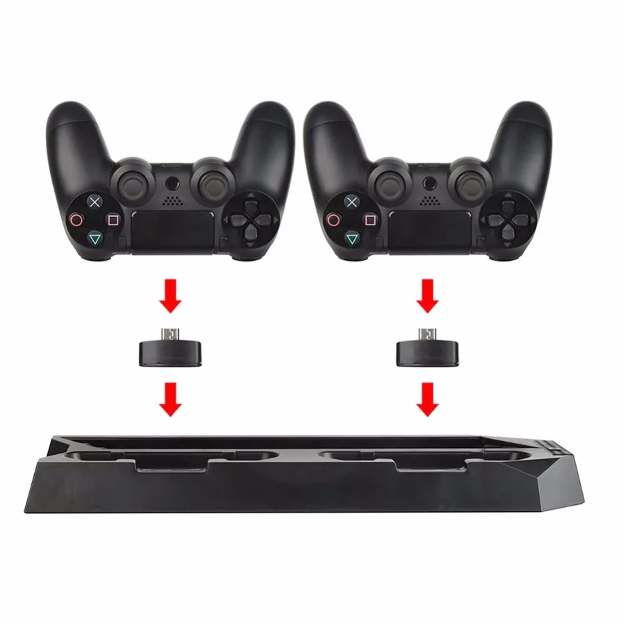 Вертикальная док-станция для зарядки PS4 с вентилятором охлаждения и двумя