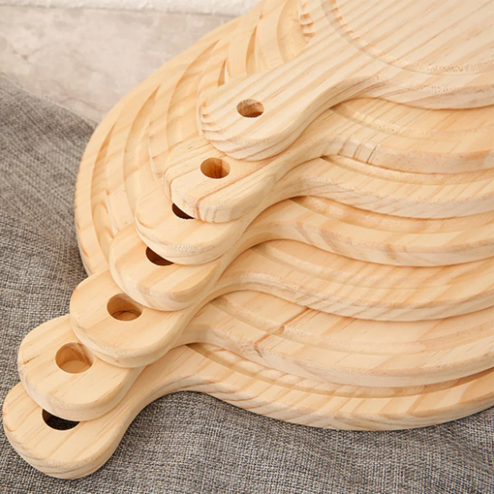 Деревянная доска для пиццы круглая с ручным лотком Для Выпечки Пиццы разделочная