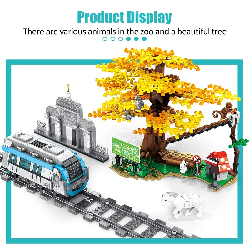 

City Creator Friends Street View Tree House Building Blocks Technical Train Rail Tracks Railway Car Station Bricks Toys For Kids