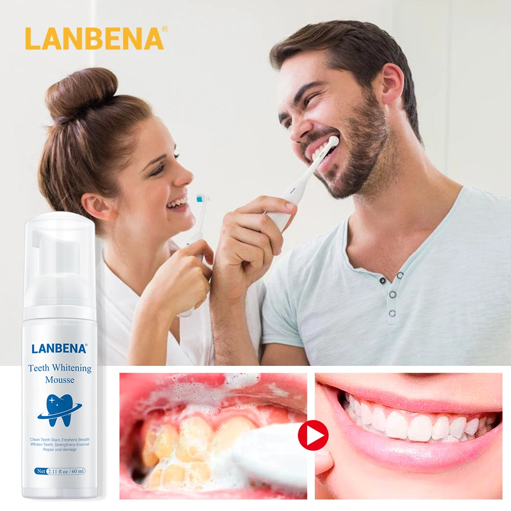 

LANBENA Teeth Whitening Mousse Toothpaste Dental Tools Oral Hygiene Remove Plaque Stains Mint Fresh Breath Bleaching Tooth Care