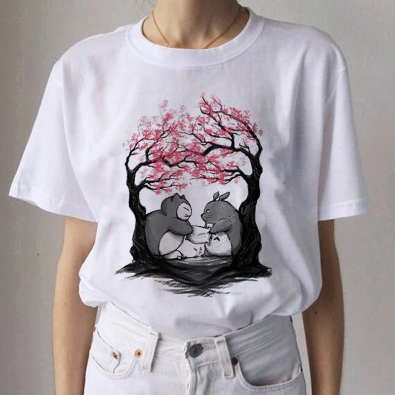 Totoro Studio Ghibli Kawaii Harajuku футболки для женщин Miyazaki Hayao забавная футболка с героями мультфильмов Мода 90s милая футболка Футболки женские