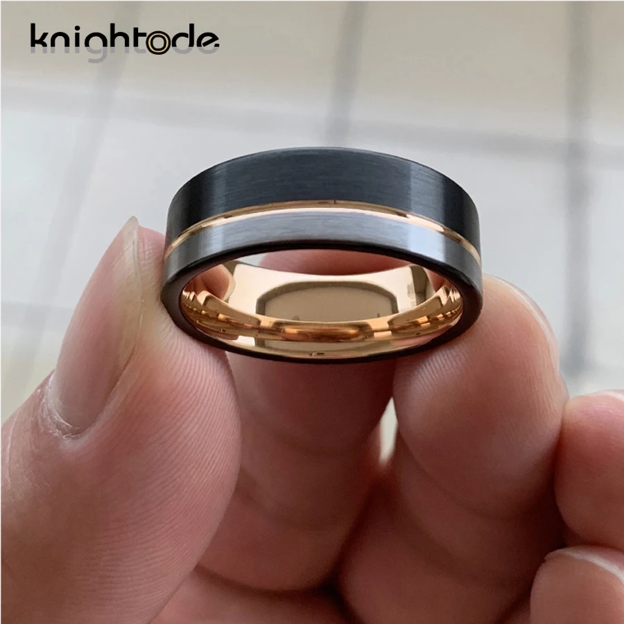 8 мм для мужчин и женщин вольфрамовые карбидные кольца плоское Черное