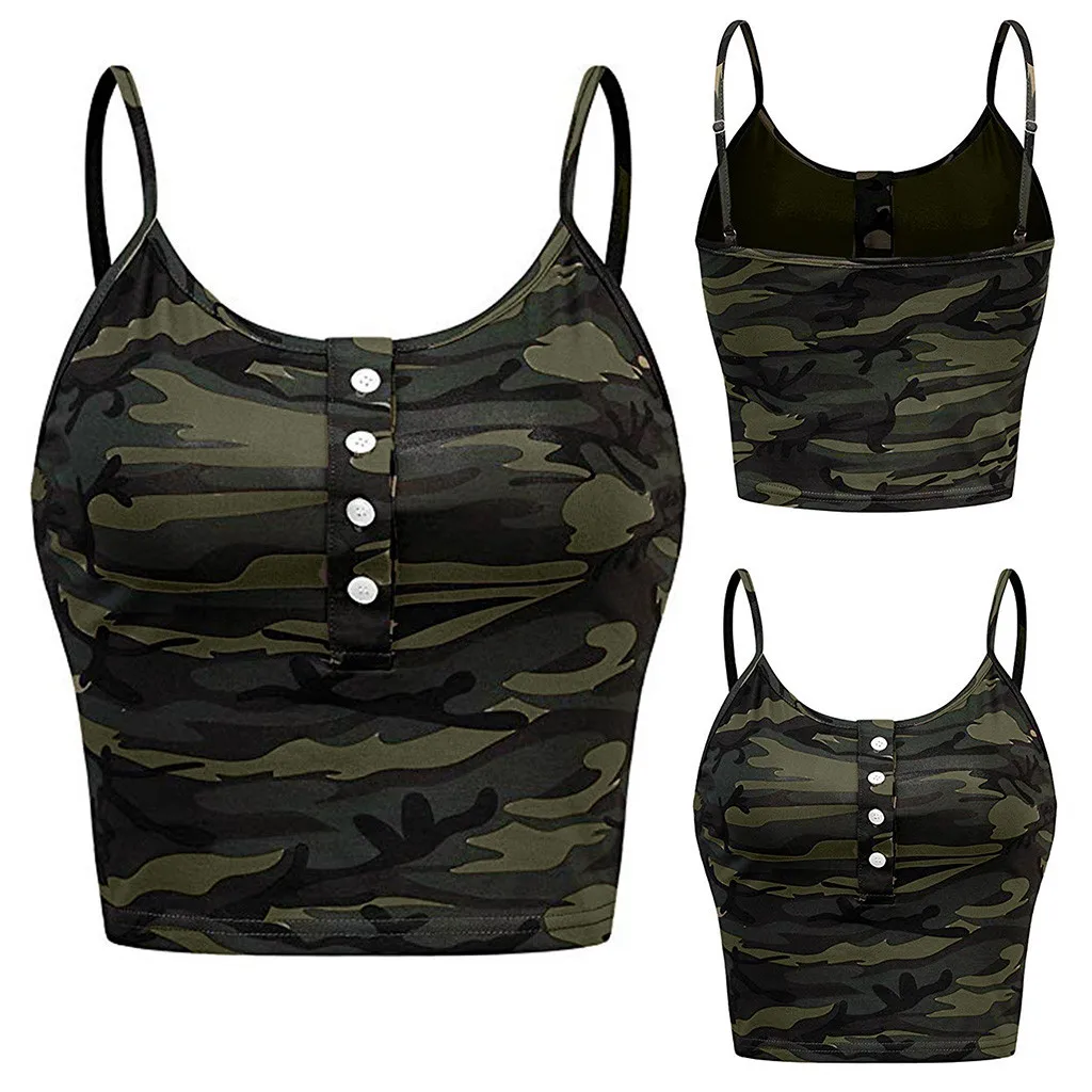 Женский спортивный бюстгальтер без рукавов с круглым вырезом и пуговицами