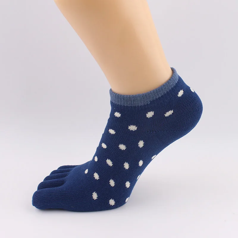5 Pairs Combed Cotton Five Finger Socks For Woman Girl Soft Dot Solid Cute Toe Socks Harajuku Brand Party Ankle No Show Socks