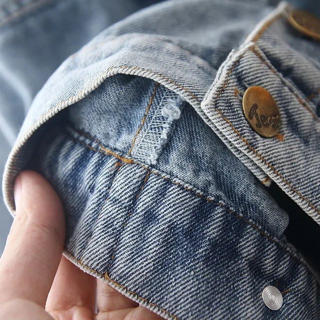 Джинсовые куртки для мальчиков на весну и осень потертые детские джинсовые