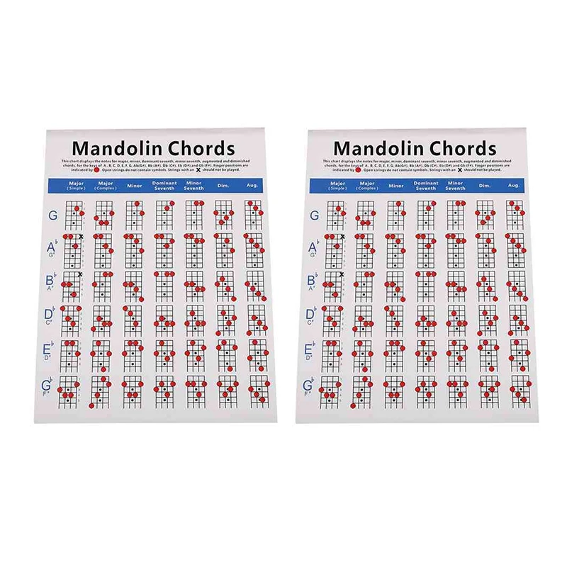 

Mandolin Fretboard and Chord Chart Instructional Poster Fingering Chart