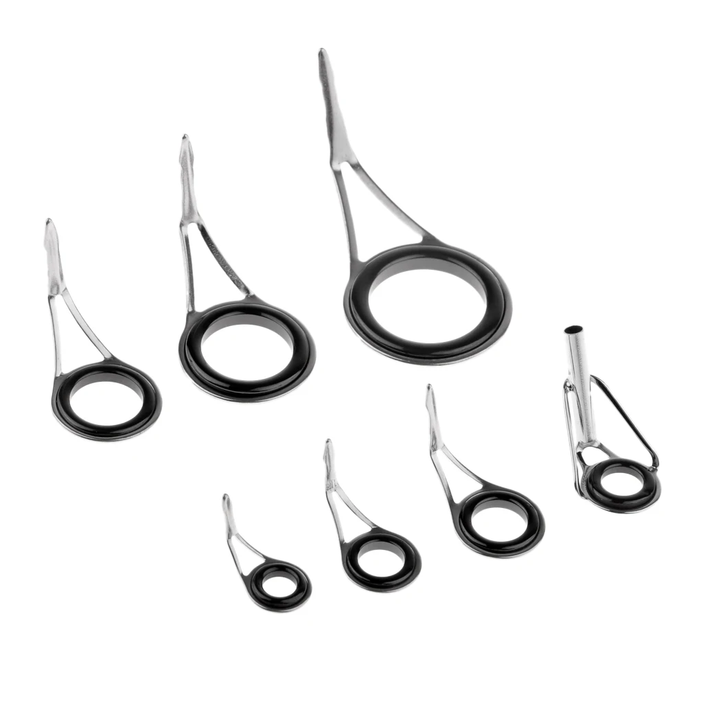 

7pcs Saltwater Fishing Rod Guides Tip Eye Ring Single Leg Fish Rod Building