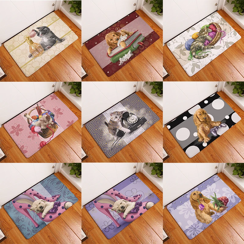 

Cartoon Printed Entrance Floor Doormat Dog Pattern Home Decor Living Room Carpet Bathroom Kitchen Non Slip Rug 40*60cm 50*80cm