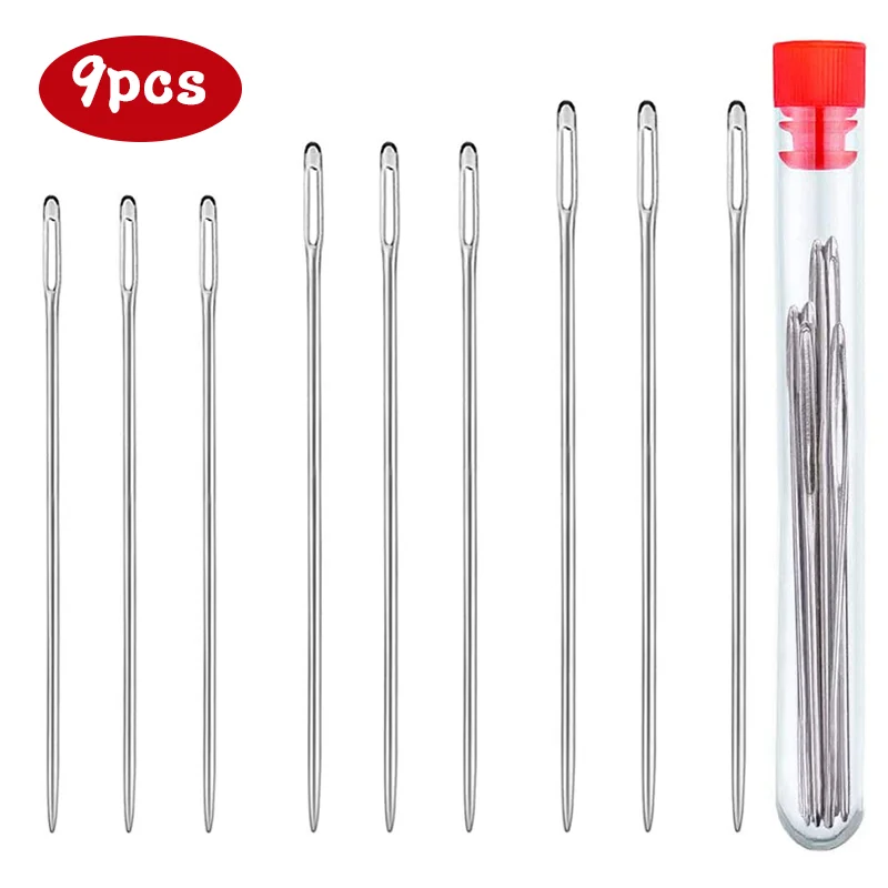 

LMDZ 9 PCS Large Eye Blunt Stitching Needles 3 Sizes Leather Sewing Needle Embroidery Tapestry Hand Sewing Tools
