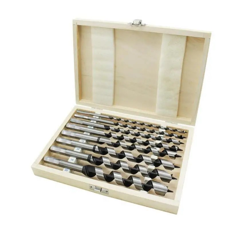 

8Pcs 230mm Hexagonal Carbon Steel Auger Bit Set Machined Woodworking Turret Drill Punching Door Lock Reaming Drill Kit