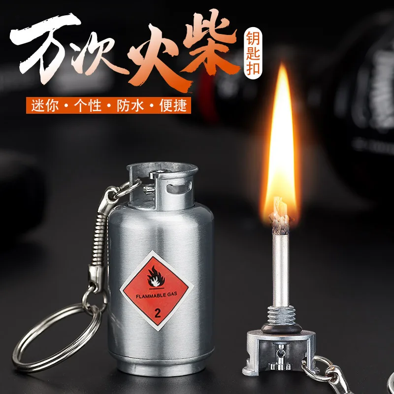 

Unusual Wanci Gasoline Canister Mini Keychain Lighter Outdoor Survival Tool Waterproof Kerosene Lighter Mini Fun Gadgets
