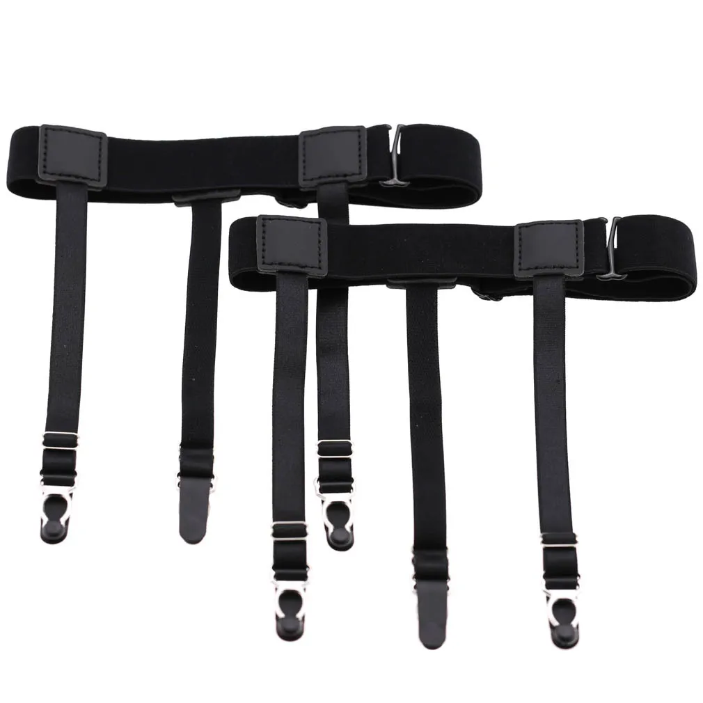 Мужская деловая рубашка нескользящая с зажимом против морщин для чулок белым