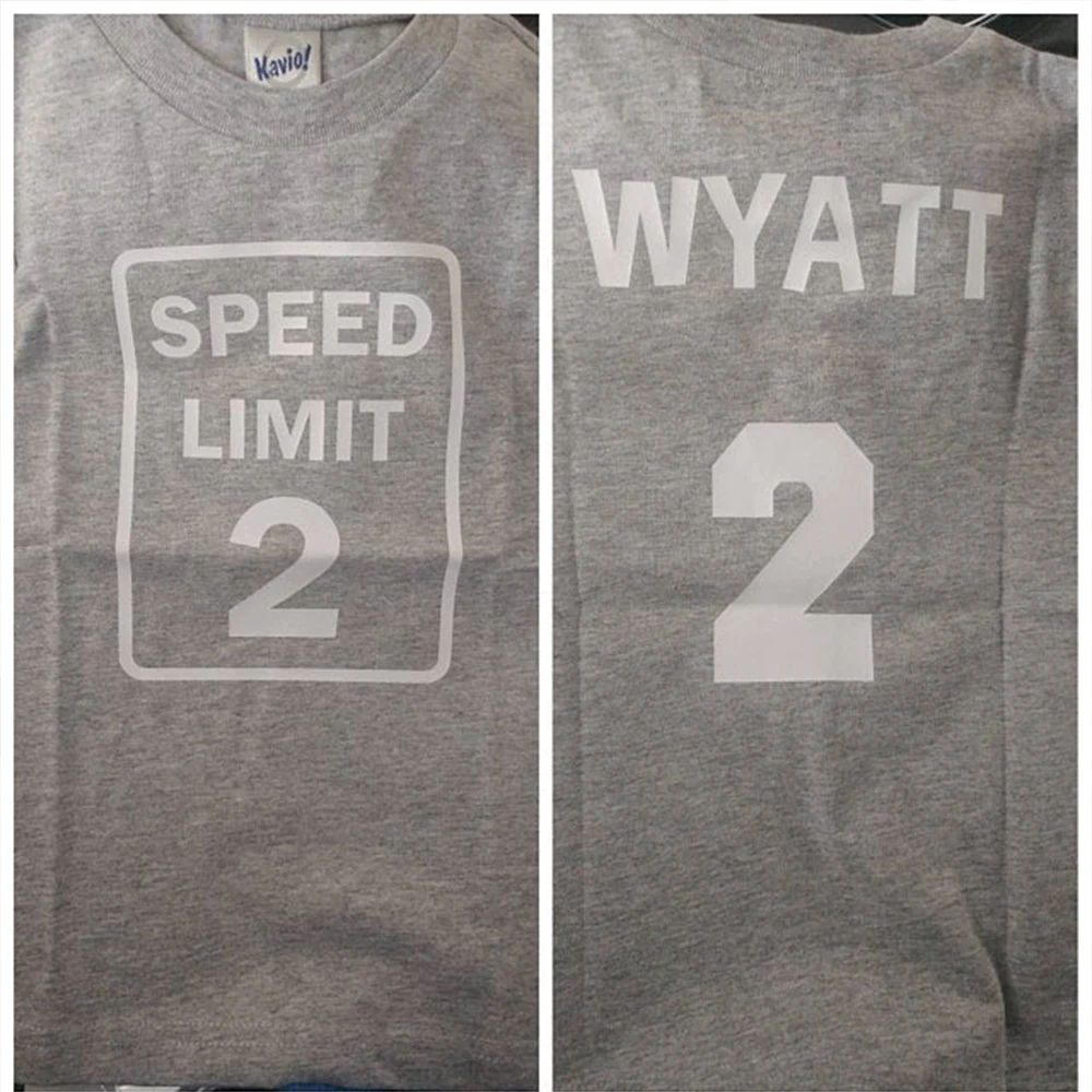 Рубашка на 2 дня рождения с ограничением скорости заказ дизайн спереди и сзади