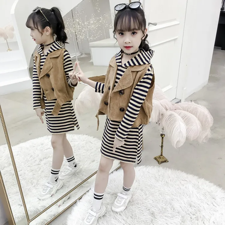 Весенне-осенняя повседневная одежда для девочек комплект из 2 предметов